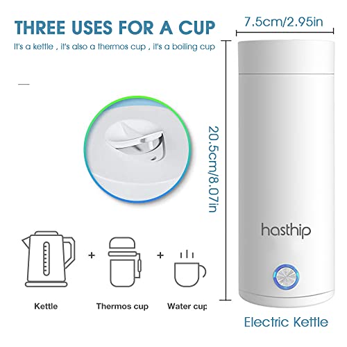 HASTHIP® Electric Kettle for Travel Portable 400 ML Mini for Hot Water In-Built 300W Heating Element to Boil and Tea Small Kettles Not Suitable Car 3 PCS HASTHIP® Electric Kettle for Travel Portable 400 ML Mini for Hot Water In-Built 300W Heating Element to Boil and Tea Small Kettles Not Suitable Car 3 PCS